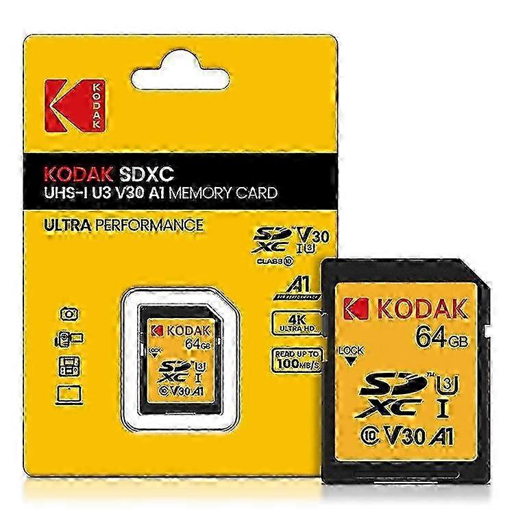 KODAK 64GB U3 C10 V30 SD Card Memory Card for 4K Video Digital Camera