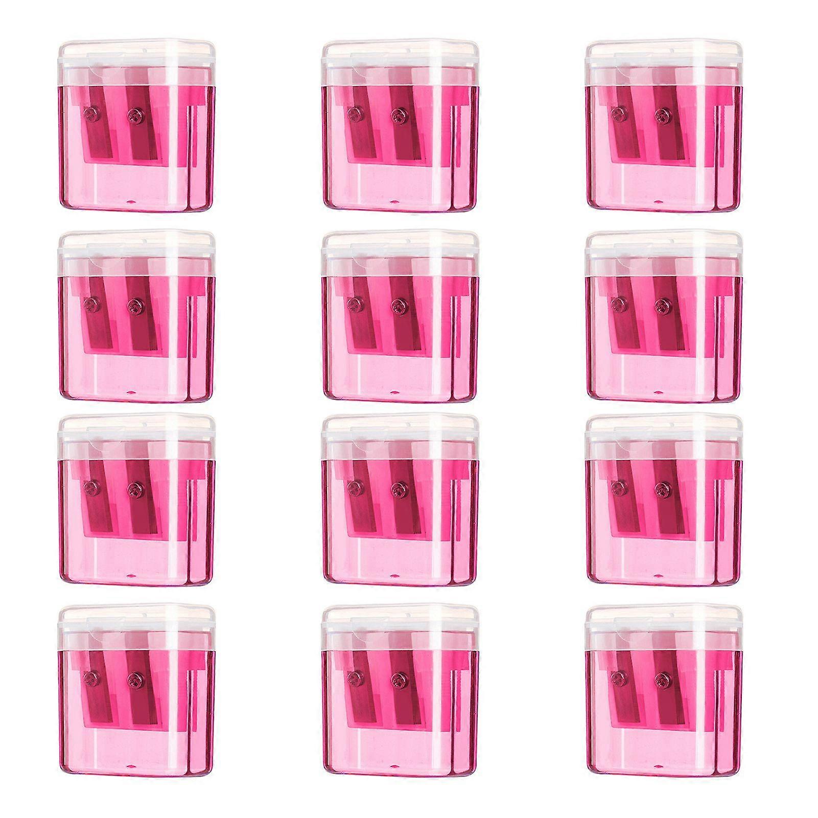 12Pcs Dual Hole Pencil Sharpener with Lid Compact Manual Sharpener for Standard And Jumbo Pencils Travel-friendly Pencil Sharpener for Kids Adults Sch