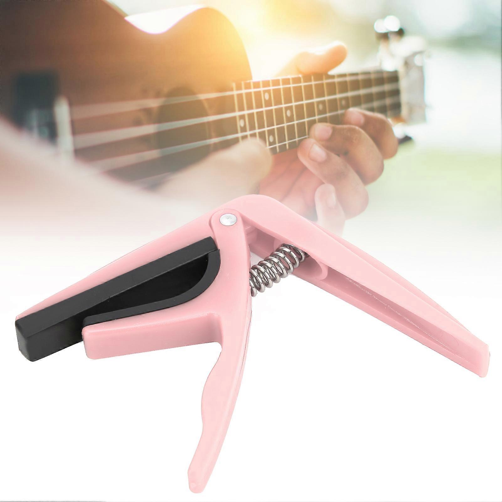 Ukulele Capo Plastic Pitch Adjustment Tool with Spring Stringed Instrument AccessoriesPink 
