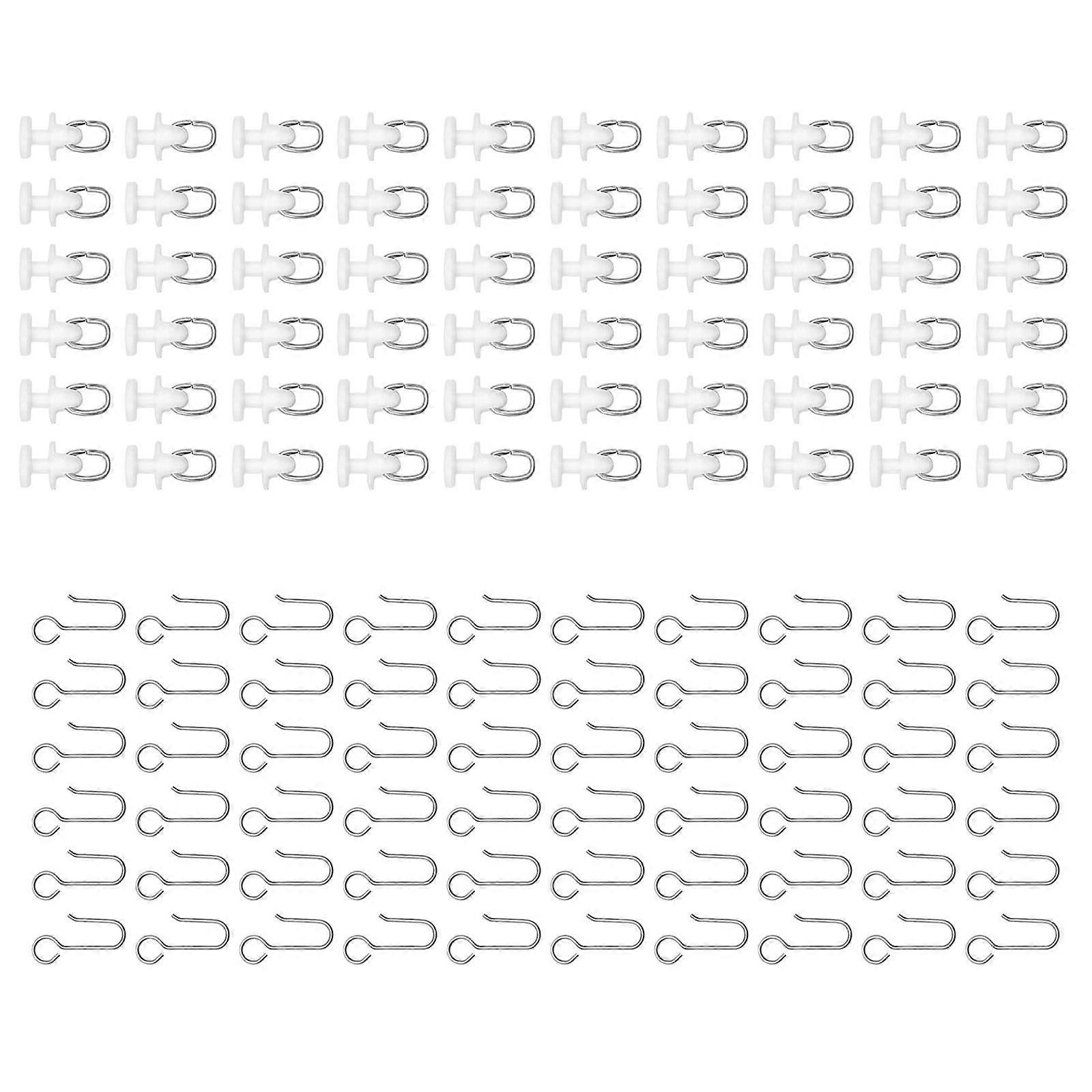 120PCS Ceiling Mounted Curtain Track Roller White Smooth Glidings Hook for Home and Office Multicolor