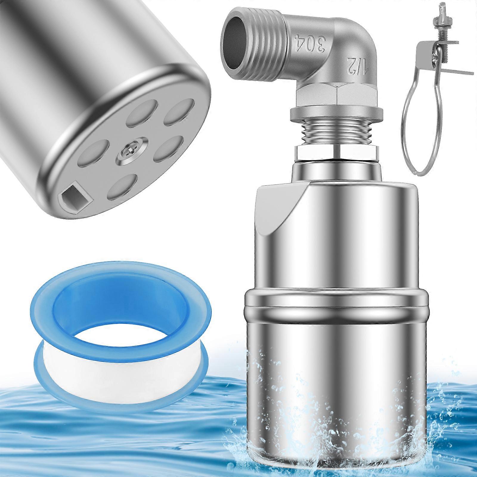 Grusce Water Level Control Float Valve 1/2" 3/4" 1" 304 Stainless Steel Auto Shut Off 10-150PSI Mini Float Valve for Water Tank