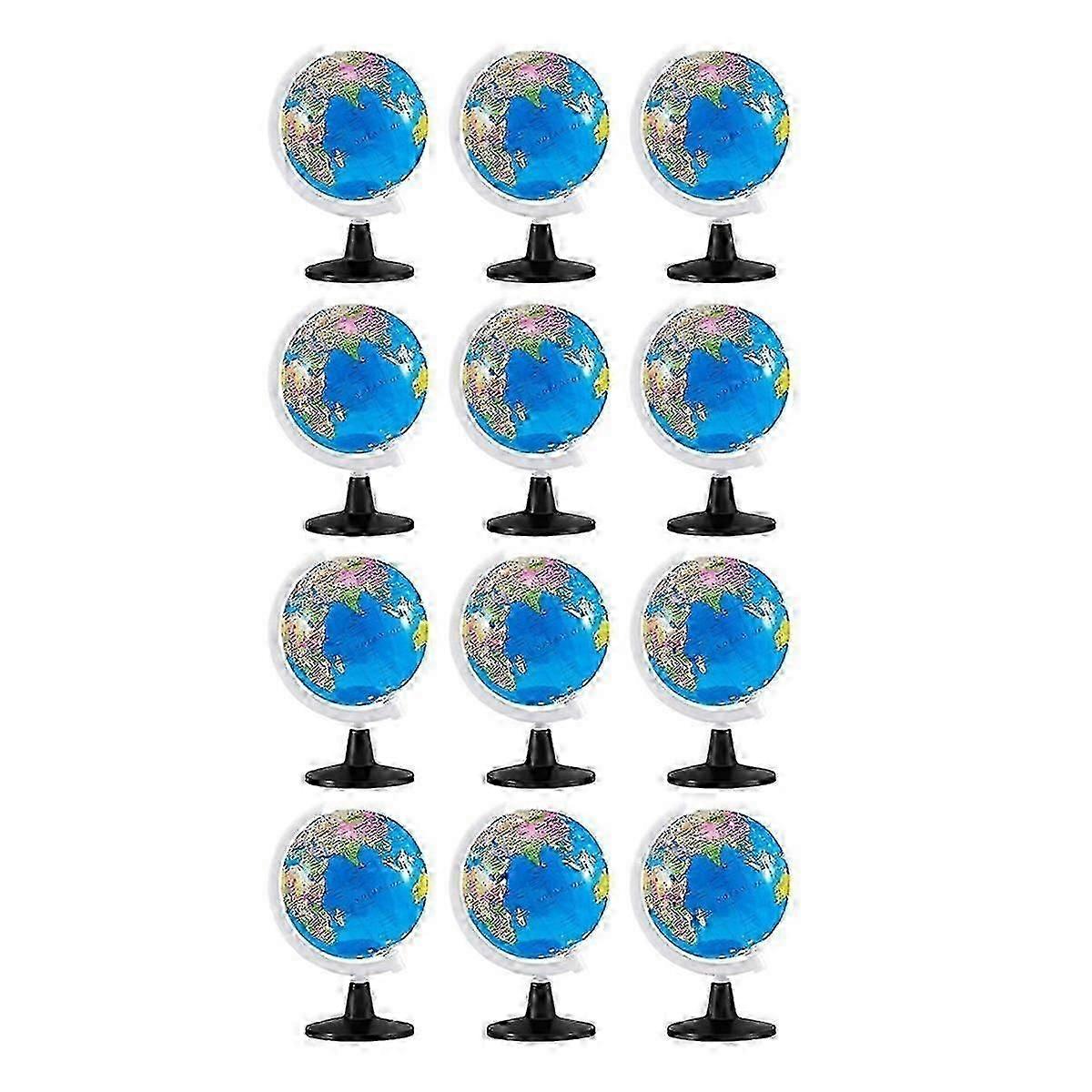 12 Pcs World Globe For Kids Learning Rotating World Map Globes Educational Globes With Stand 3.4 In
