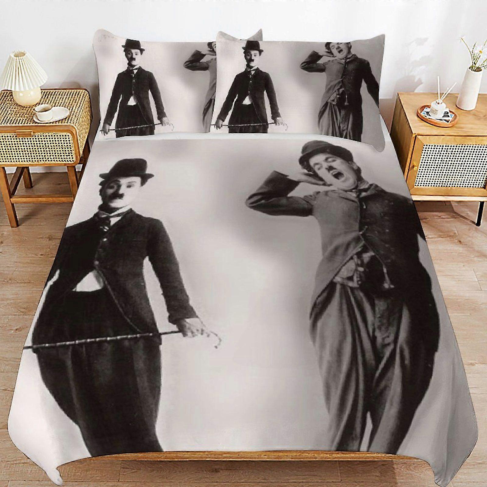 w277 Charlie Chaplin Consistent Comfort Durable Thread Weave Soft Zipper Duvet Cover Sets Machine Wash Safe m277