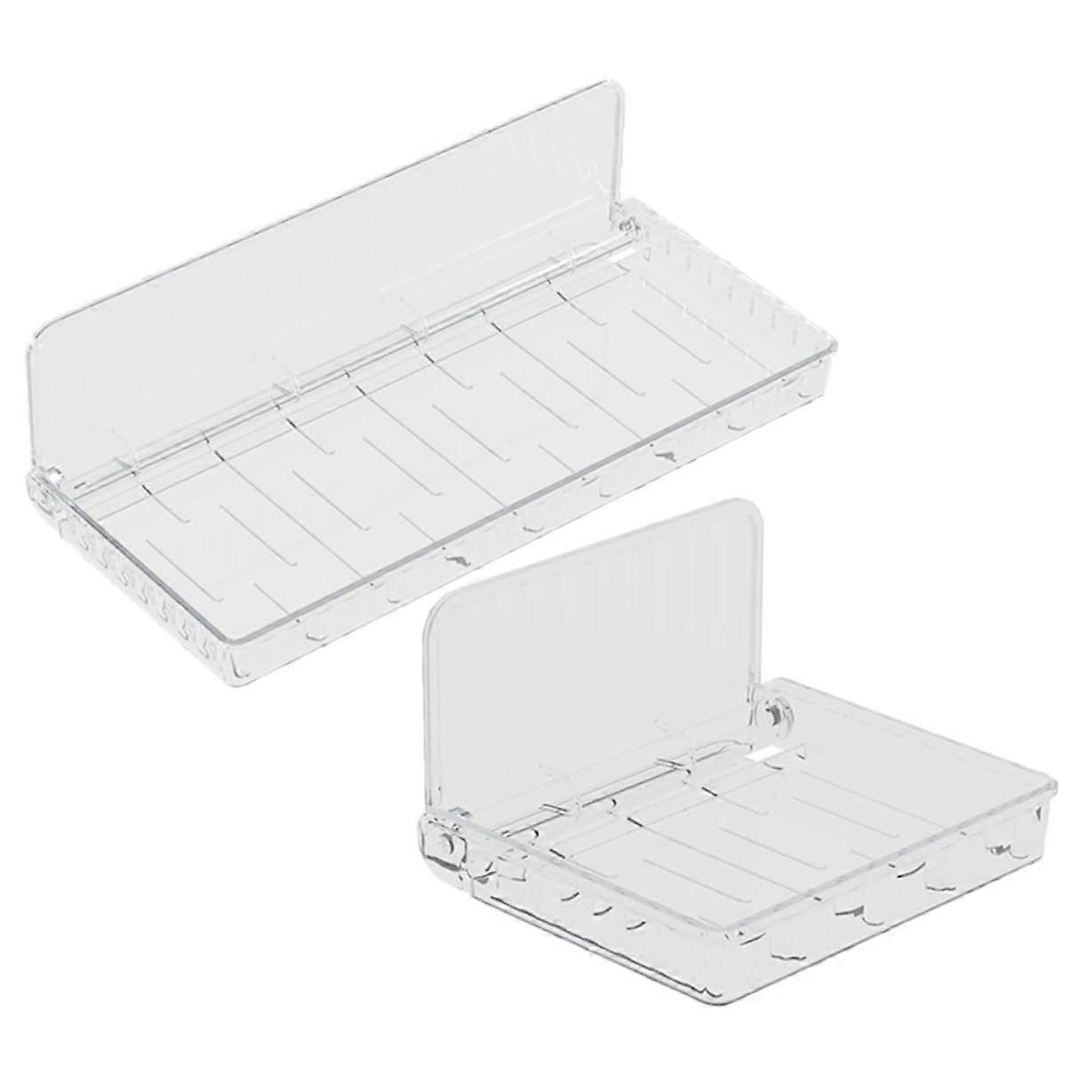 Foldable Wall Shelves 2 Pack Storage Organizer Shower Essentials Nail Adhesive Mount Space Saving Towel Rack Clean