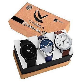 Set herenhorloges (3 stuks), Stylist analoog horloge voor heren, set van 3, Casera