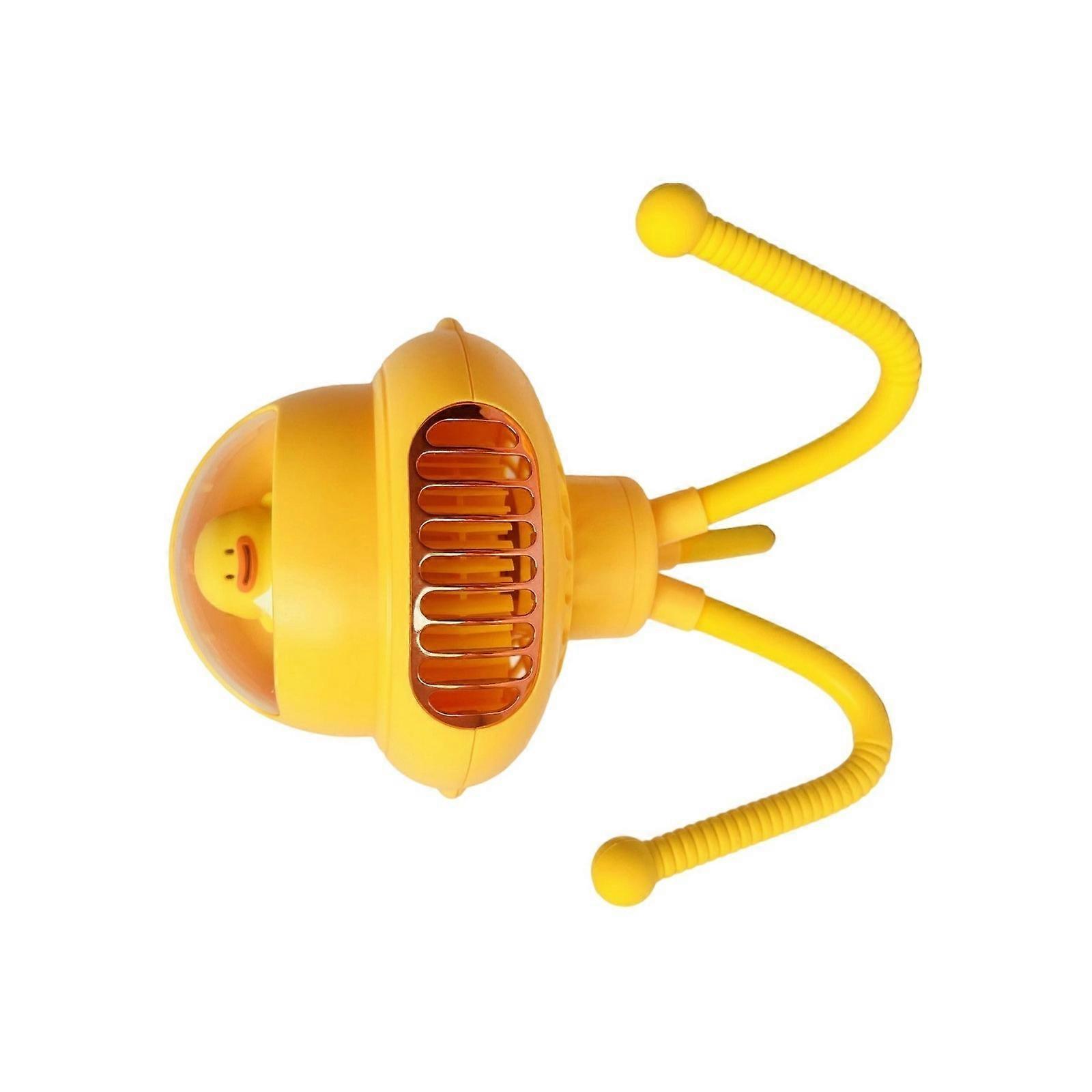 Ventilateur portable pour bébé avec tête pivotante automatique, fixation trépied, 4 modes de ventilation, veilleuse intégrée, rechargeable par USB, jaune