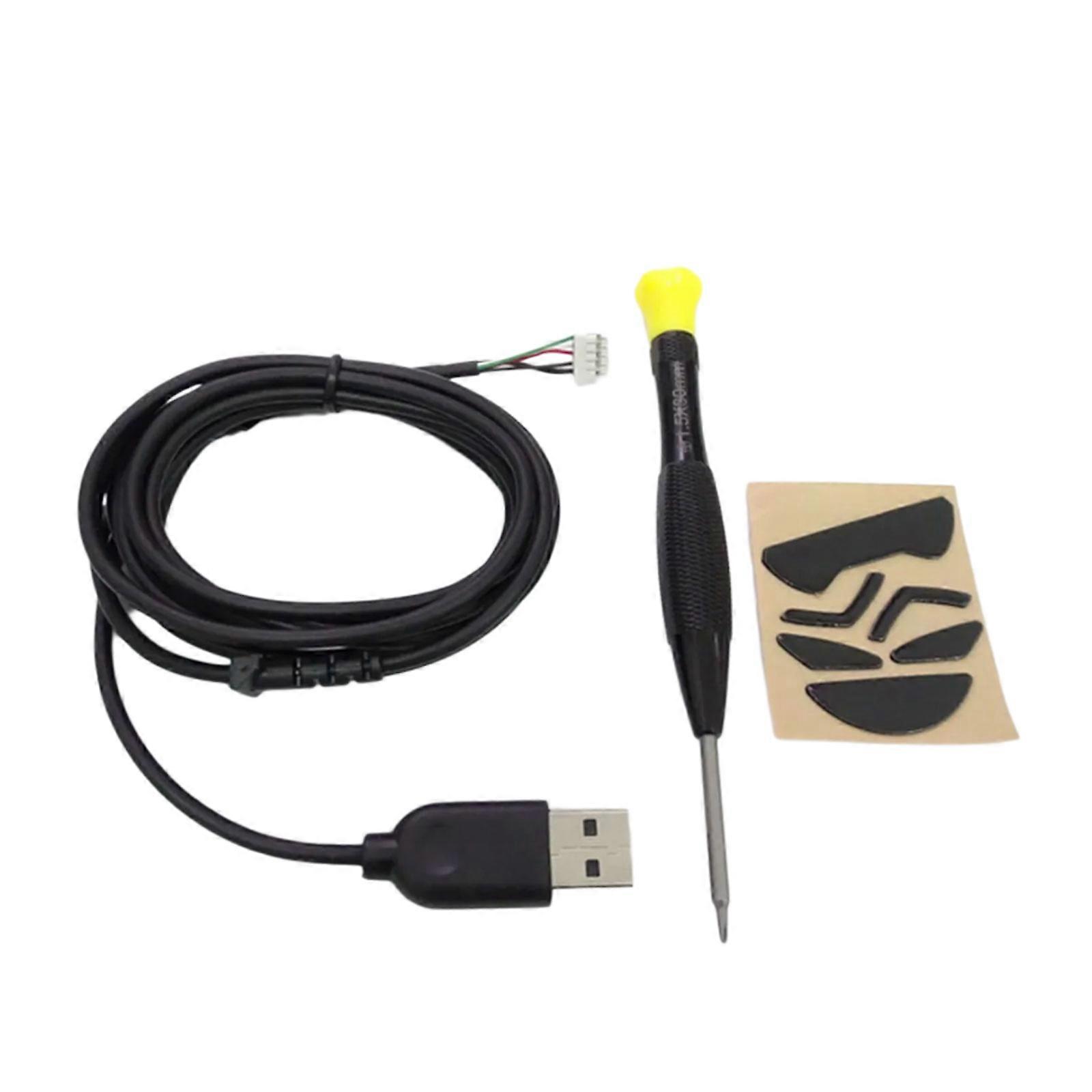 For G302 G303 Mouse Cable Replacement Set With Anti Frictions Feet Skates And Precise Screwdriver Multicolor