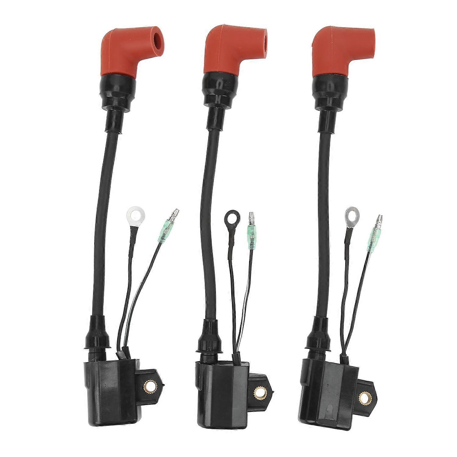 3 Pcs Outboard Ignition Coil 697‑85570‑00 Boat Motor Coil Assembly Set with Spark Plug Cap for C E P