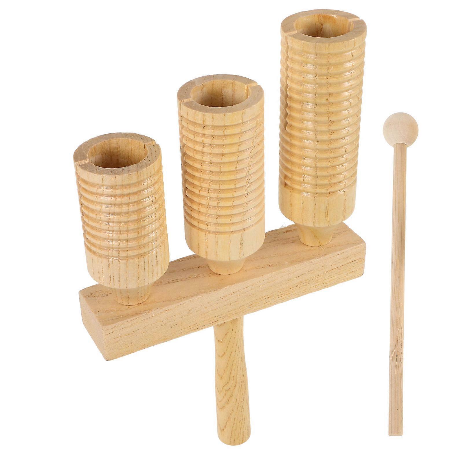Double Tone Wooden Guiro Percussion Instrument for Playing Use 1Set