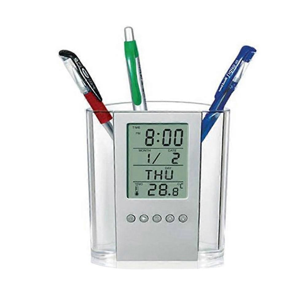 WRXMIJNHGSA Clearance,Pen Calendar Desk Holder Multi-Functions LCD Display Alarm Clock Office Stationery