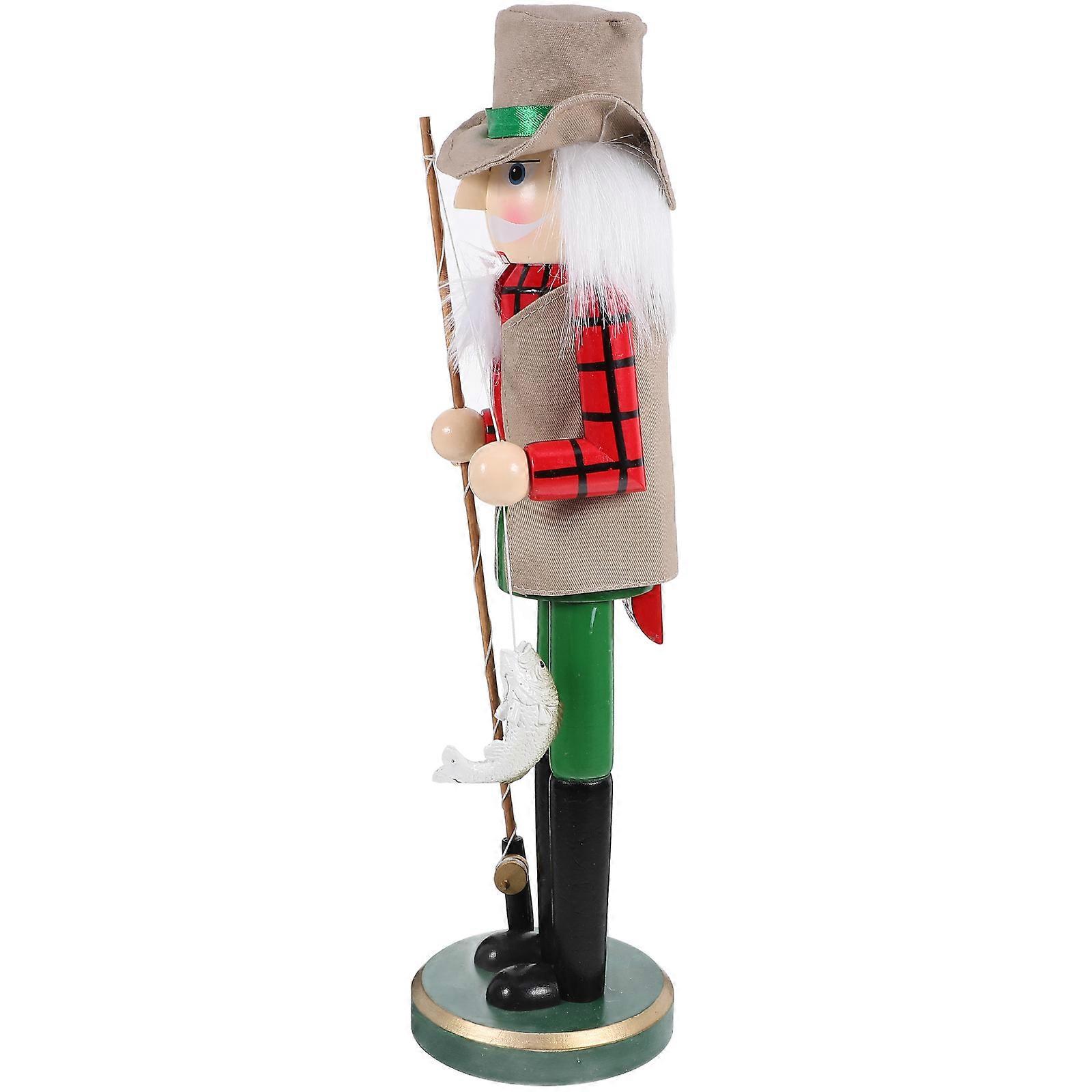 Nutcracker Fishing Nutcracker Ornament Home Decoration Multi Color Handcrafted 1Pack
