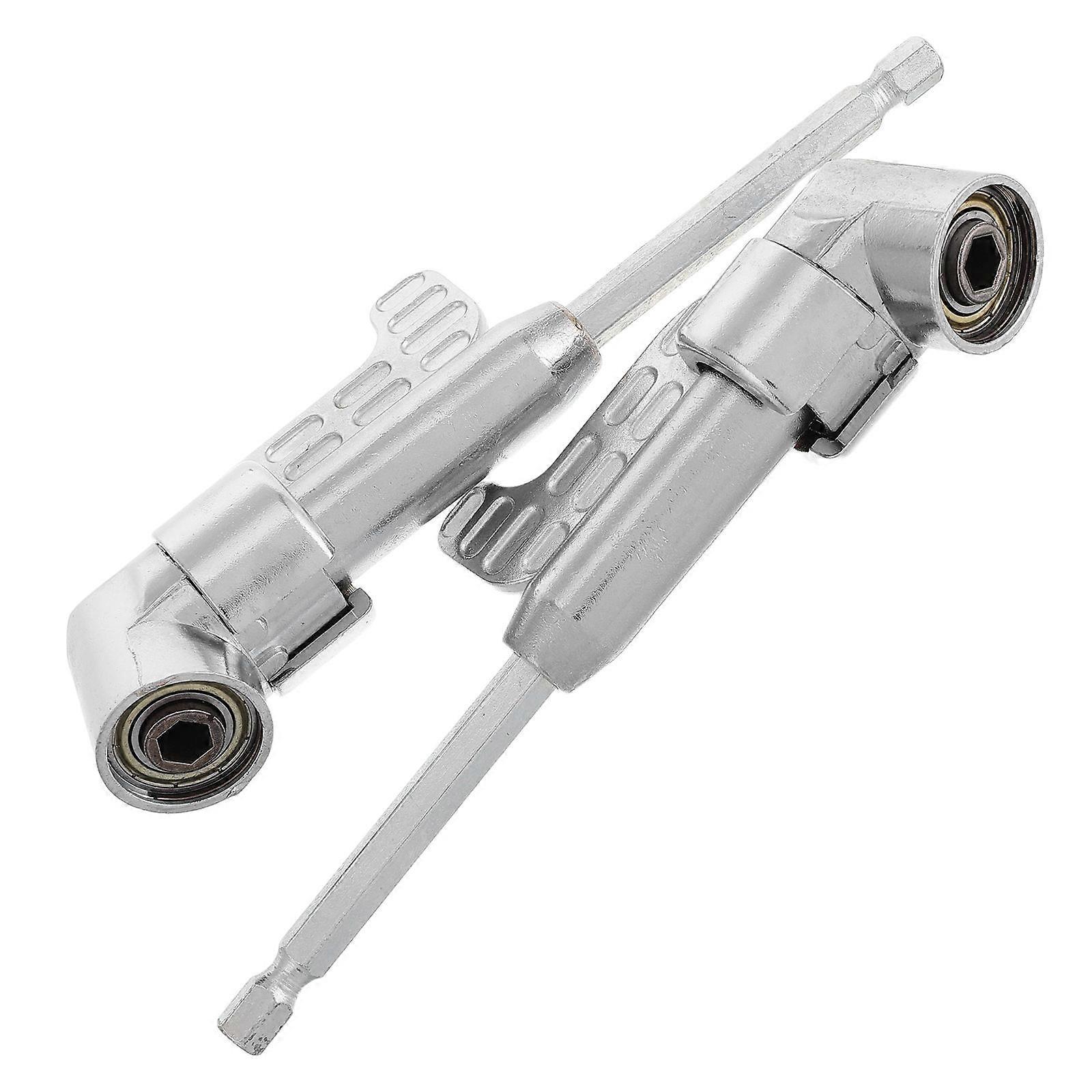 Right Angle Drill Attachment for Screwdriver Tool 2Pcs Durable Metal Silver