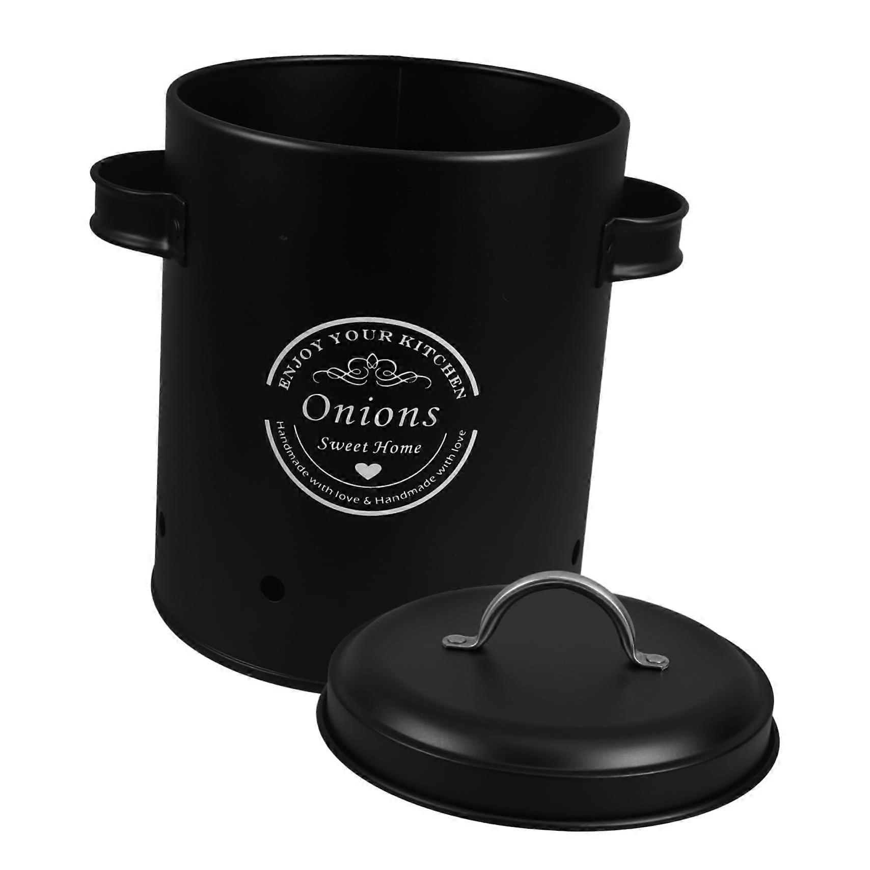 Vegetable Storage Containers Iron Potato and Onion Bin with Ventilated Garlic Keeper for Kitchen