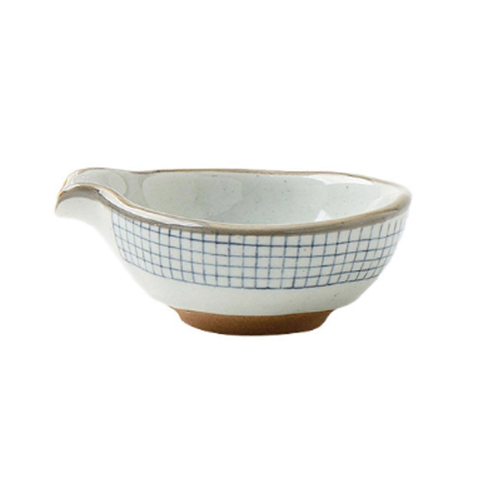 Japanese Ceramic Dipping Bowls Set HandPainted Sauce Dishes with Handle and Spout Microwave Safe