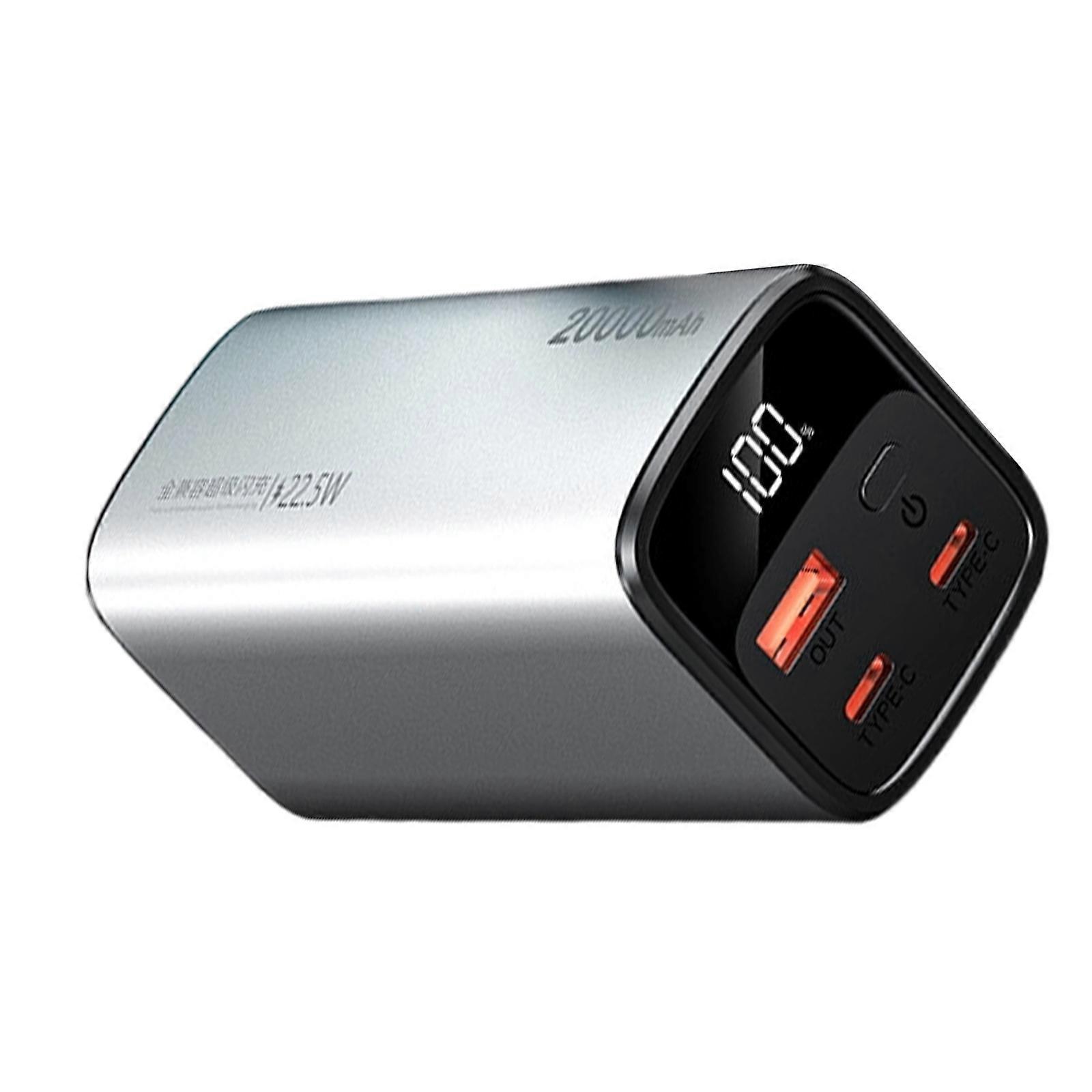 Fast Speed PD22.5W Mobile Power Box Supporting Fast Charging TFT LCD Screen Real Time Monitoring Battery Chargers Case  silver