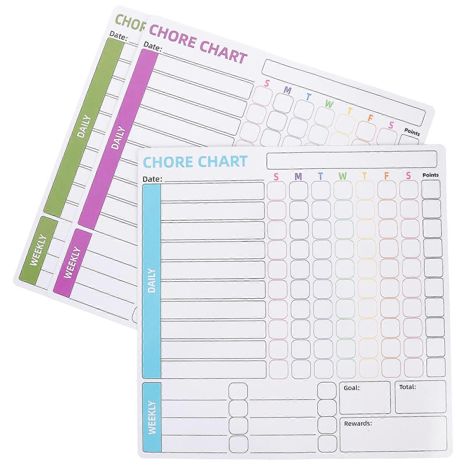 Behavior Chart Multi-Functional Chore Chart for Rewarding Teens 3Pcs