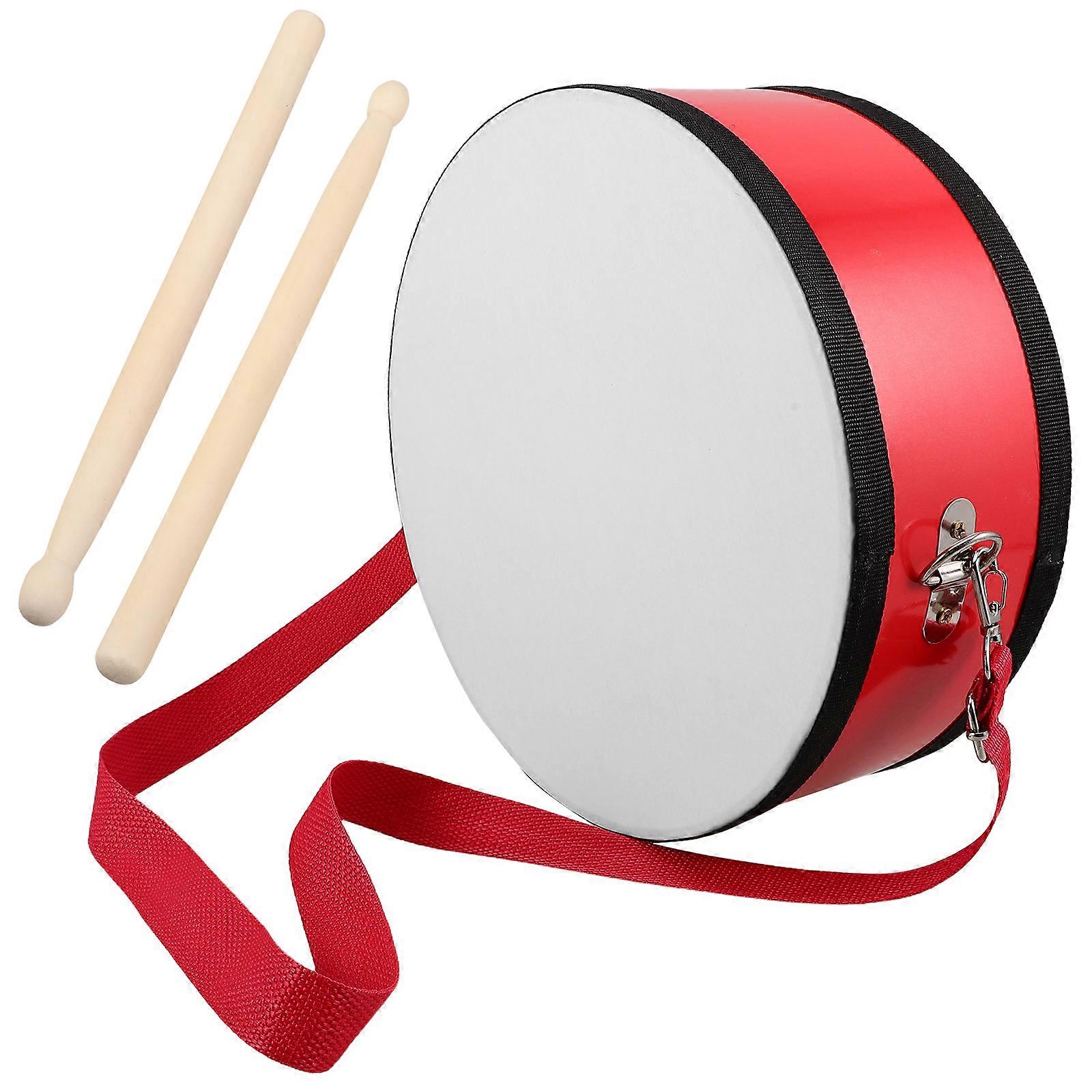 Red Children's Marching Snare Drum with Strap for Music Training 1Set