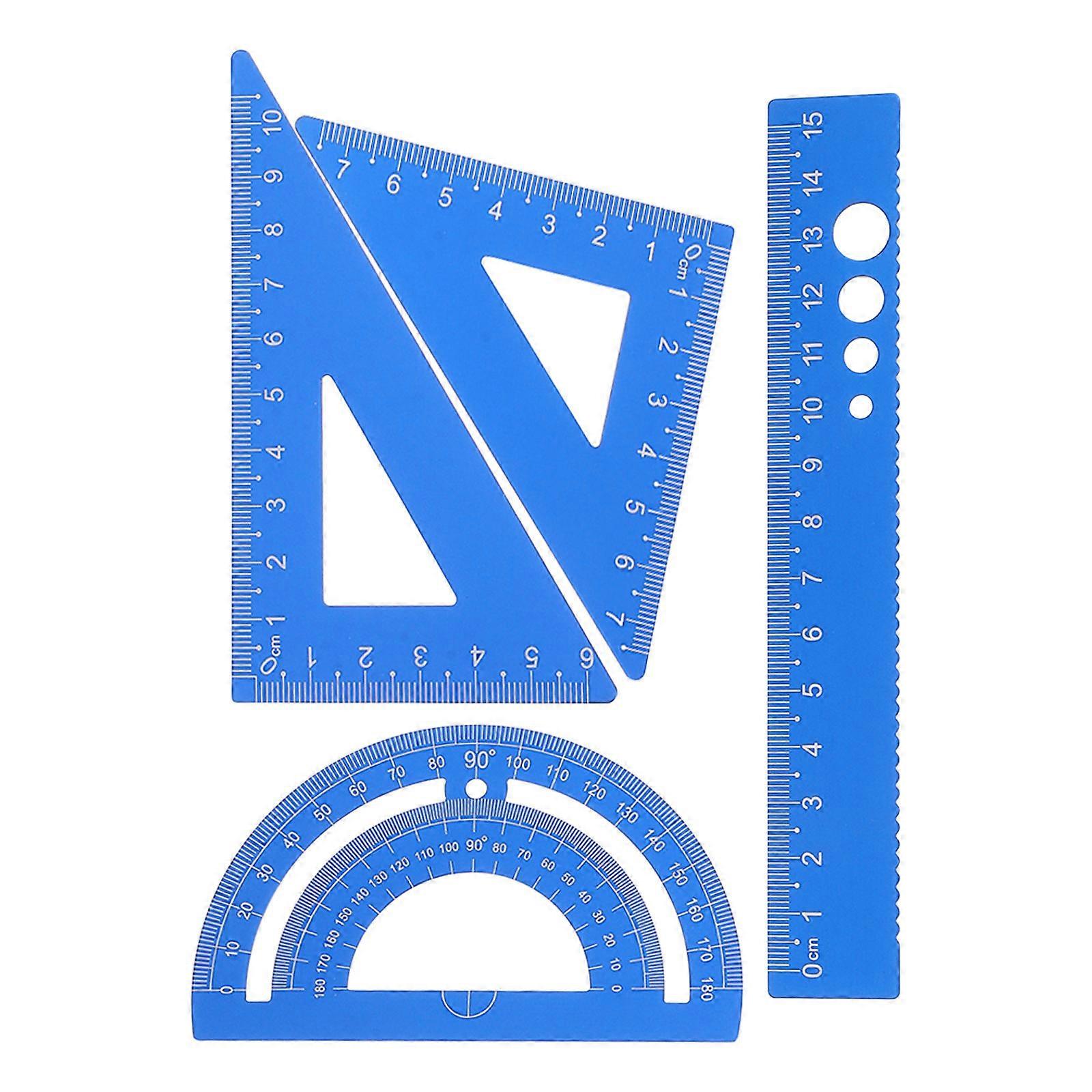 Student Geometry Set Aluminum Ruler Protractor Kit 1Set Tools