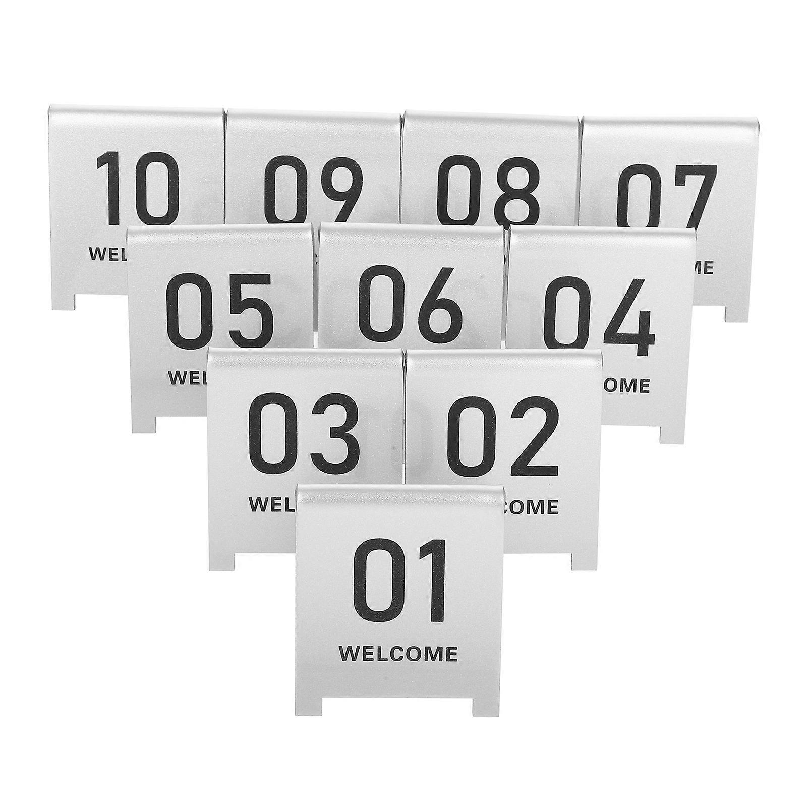 Acrylic Table Numbers in Silver for Home Use 10Pcs Reusable Markers