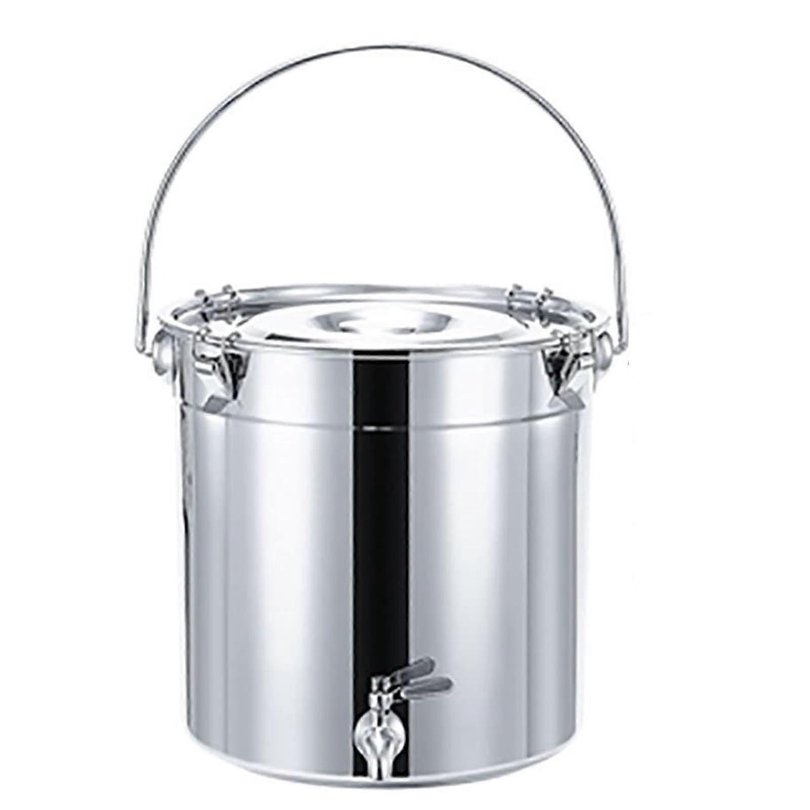 7L Stainless Steel Stock Pot with Lid and Spigot, Large Rust Resistant Soup Pot for Cooking and Storage