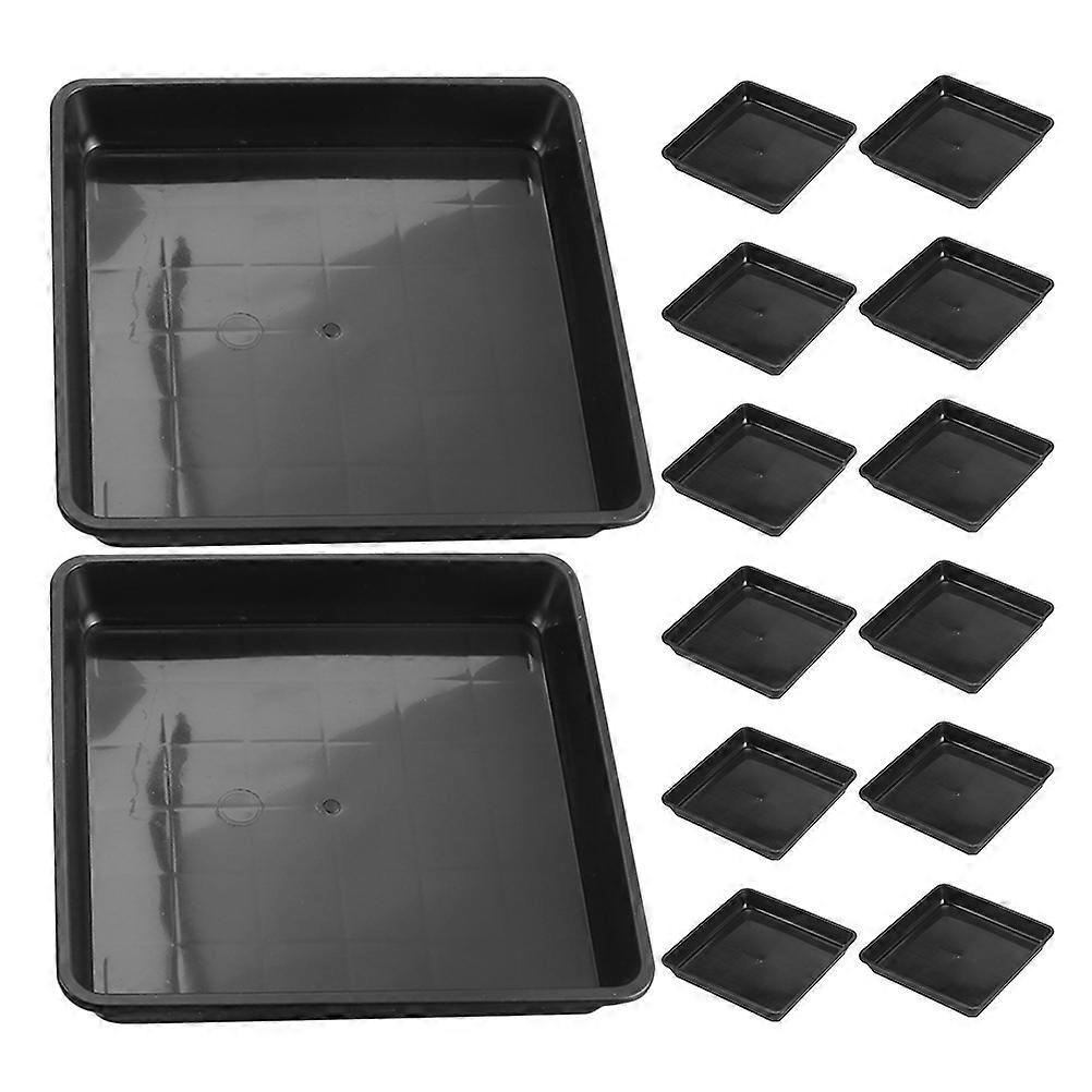 Practical Planter Trays Pot Saucer Square Shape for Storage 15Pcs Black Plastic