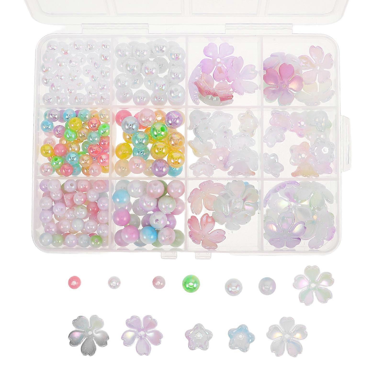 Assorted Color Bead Kit for Jewelry Making with DIY Round and Flower Beads 1 Box