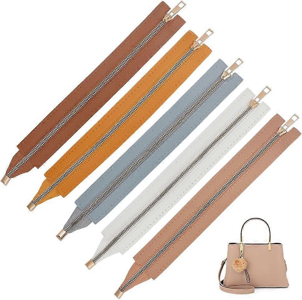 5 Colors PU Leather Zipper Handbag Sewing Zipper Frames with Hole Rectangle Zipper Bulk Coil Zipper Fixed Frame for DIY Bag Jeans Shoes Handicraft Acc