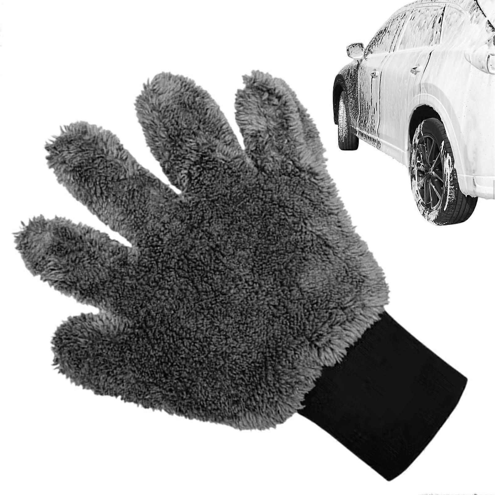 Car Wash Gloves Scratch  Microfiber Mitts Ergonomic FiveFinger Design for Auto Detailing