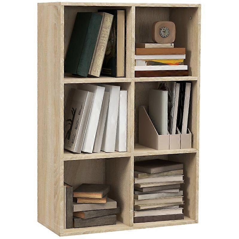 Six-Cube Bookcase Oak Wood Effect