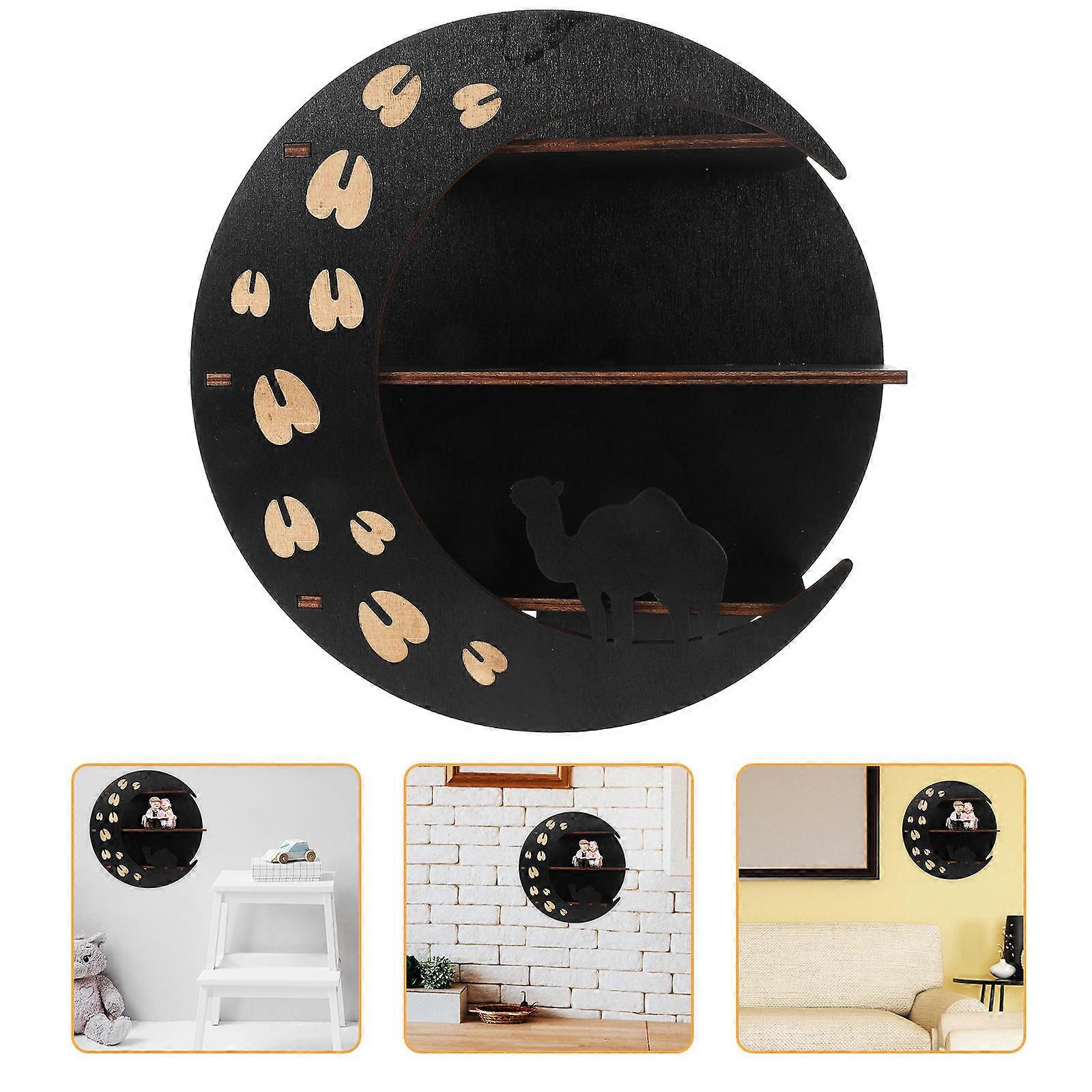 Crystal Display Stand Wooden Moon Shape Wall Mounted for Home 3Pcs