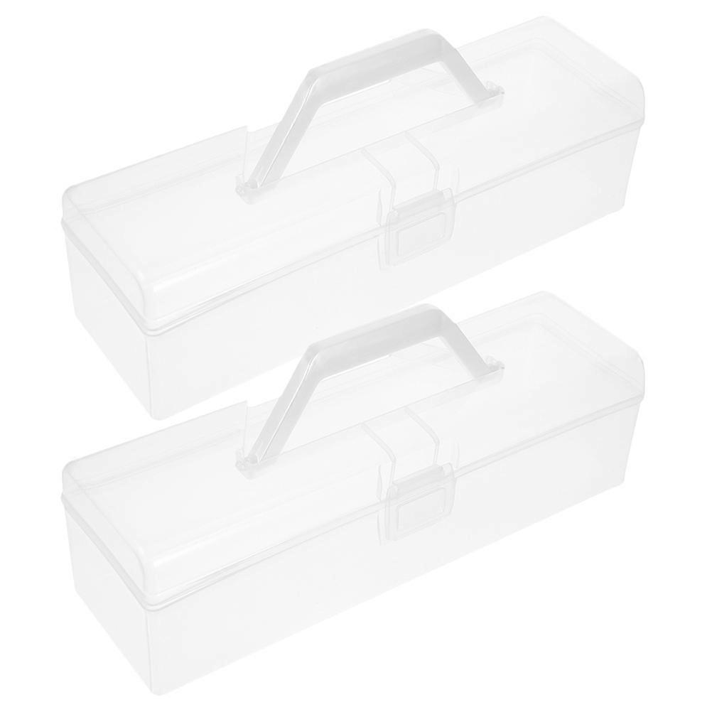 Plastic Pencil Case for Storage Use 2Pcs Clear Portable Organizer Boxes