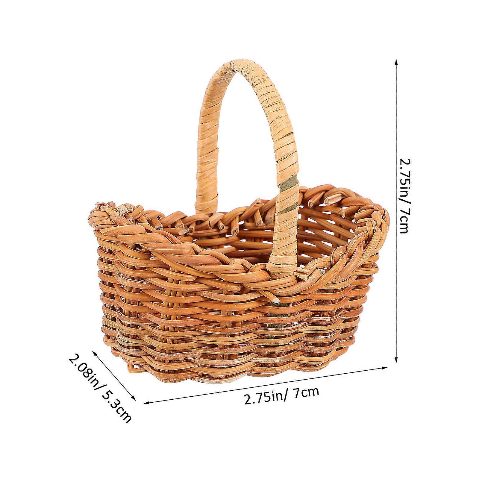 Small Rattan Flower Basket for Storage Use 2Pcs Handheld Woven Baskets
