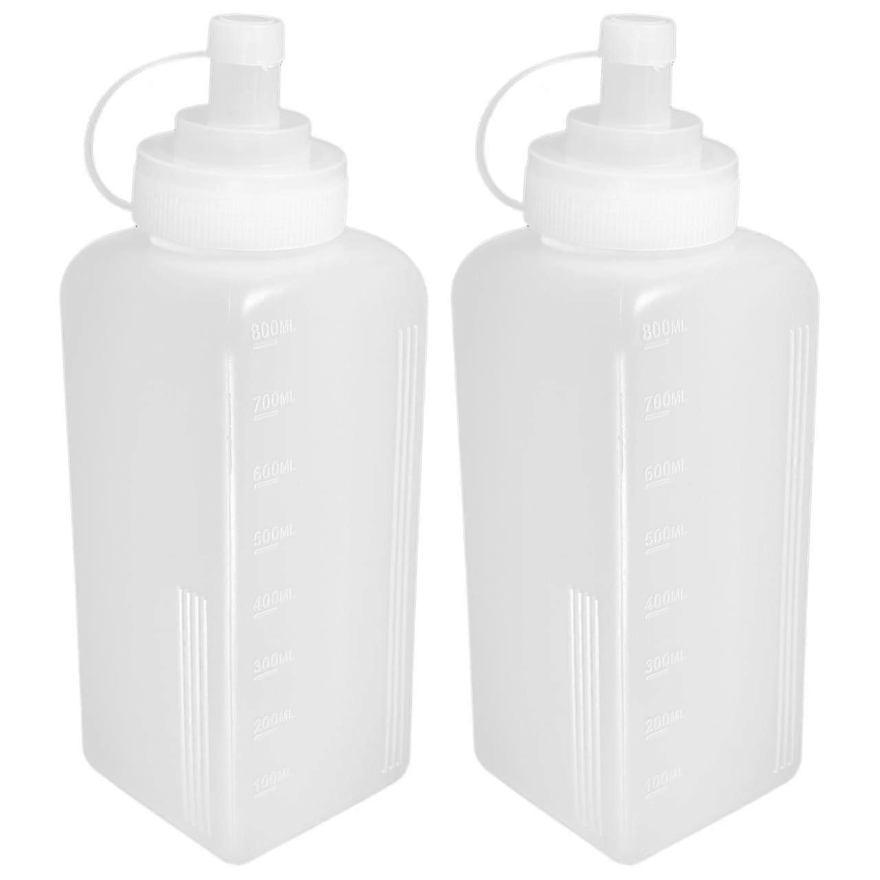 2PCS 800ml Large Plastic Squeeze Condiment Bottles with LeakResistant Caps for Ketchup Mustard