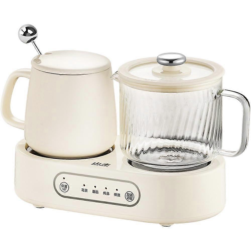 Electric Tea Kettle Set with Dual Glass Pots, Precise Temperature Control, Ceramic Base, 400ml 600ml