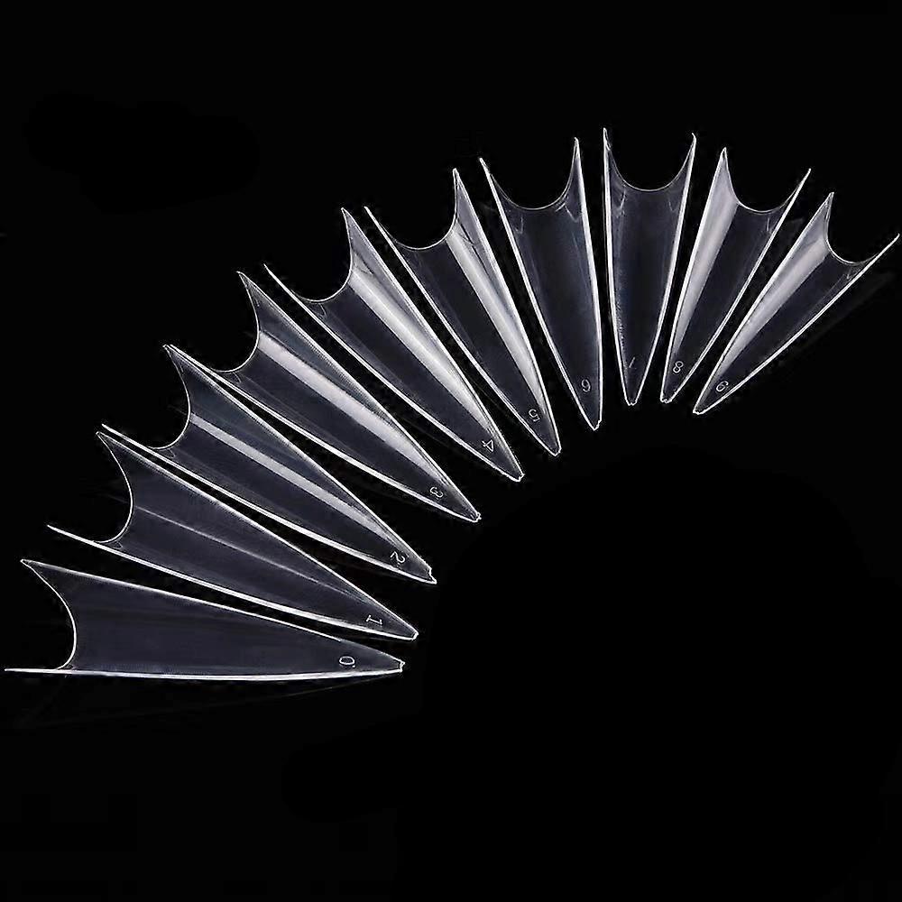 500pcs Long Stiletto Nail Tips Clear Acrylic False Nails with Reusable Storage Bag