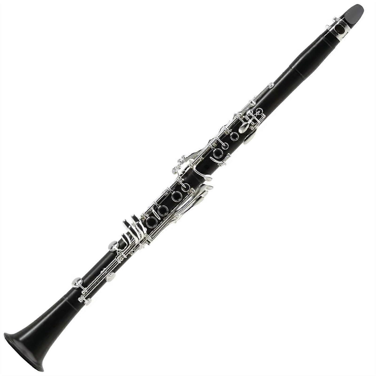Bb Clarinet 17 Keys Bakelite Ebony with Silver Plated Keys and Case for Students Beginners