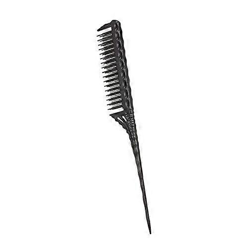 3 Row Teasing Comb for Fine Hair with Ergonomic Handle, Adds Root Volume, Black Plastic Styling Comb