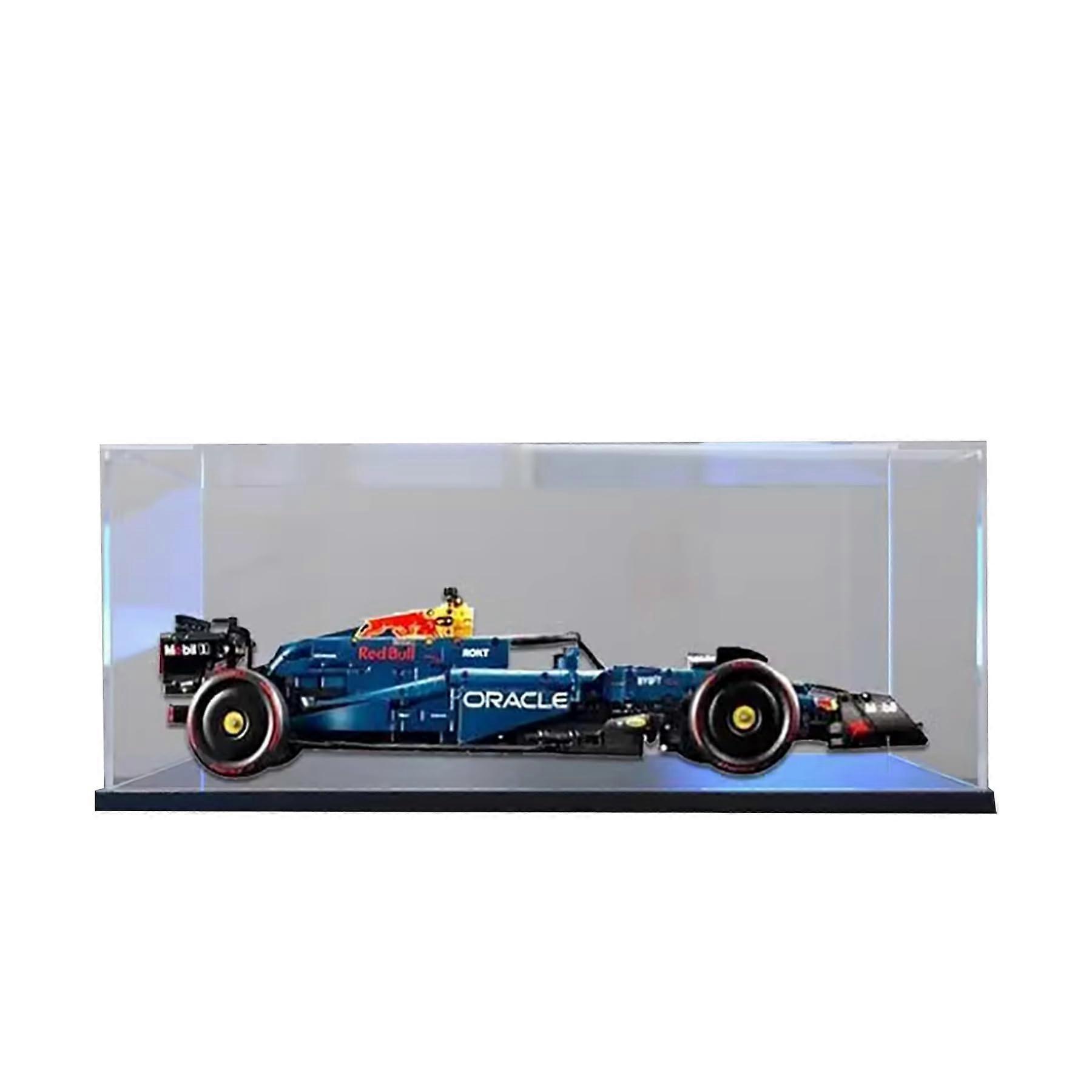 Display Case Acrylic Dustproof Showcase for  42206 F1 Racing Set with Black Base