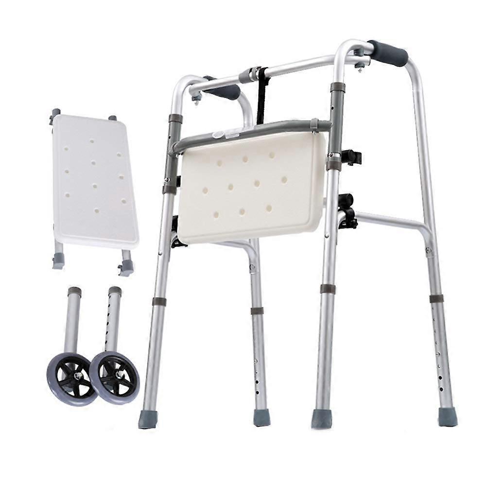 Folding Rollator Walker with Seat, 8Height Adjustable Aluminum Frame for Elderly Mobility, 360lbs Capacity
