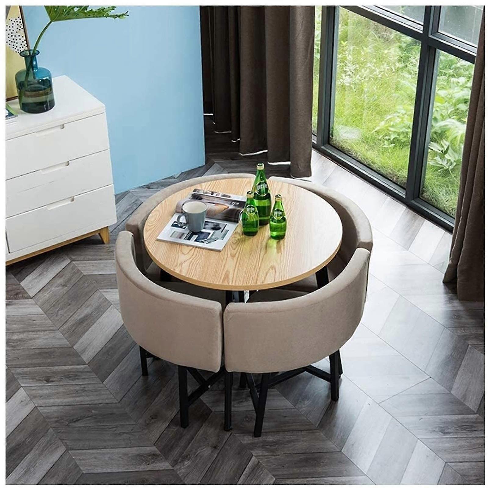 Light Grey Dining Table Set for 4 with Chairs, SpaceEfficient Modern Design for Home or Office