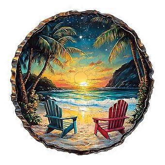 Wooden Jigsaw Puzzle 100pcs Sunset Beach Design, Unique Shape Adult Gift and Home Decor