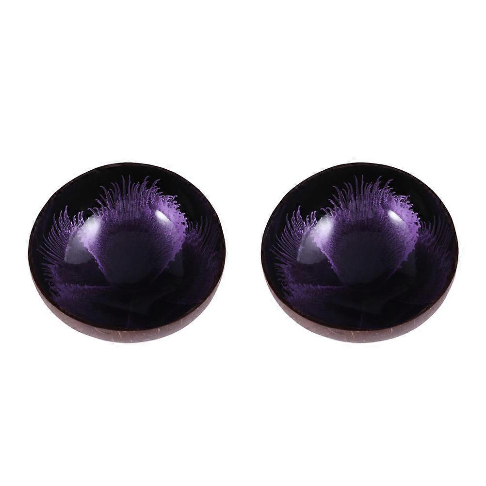 Coconut Shell Bowl Storage 2Pcs Natural Purple Candy Container for Desktop Decoration