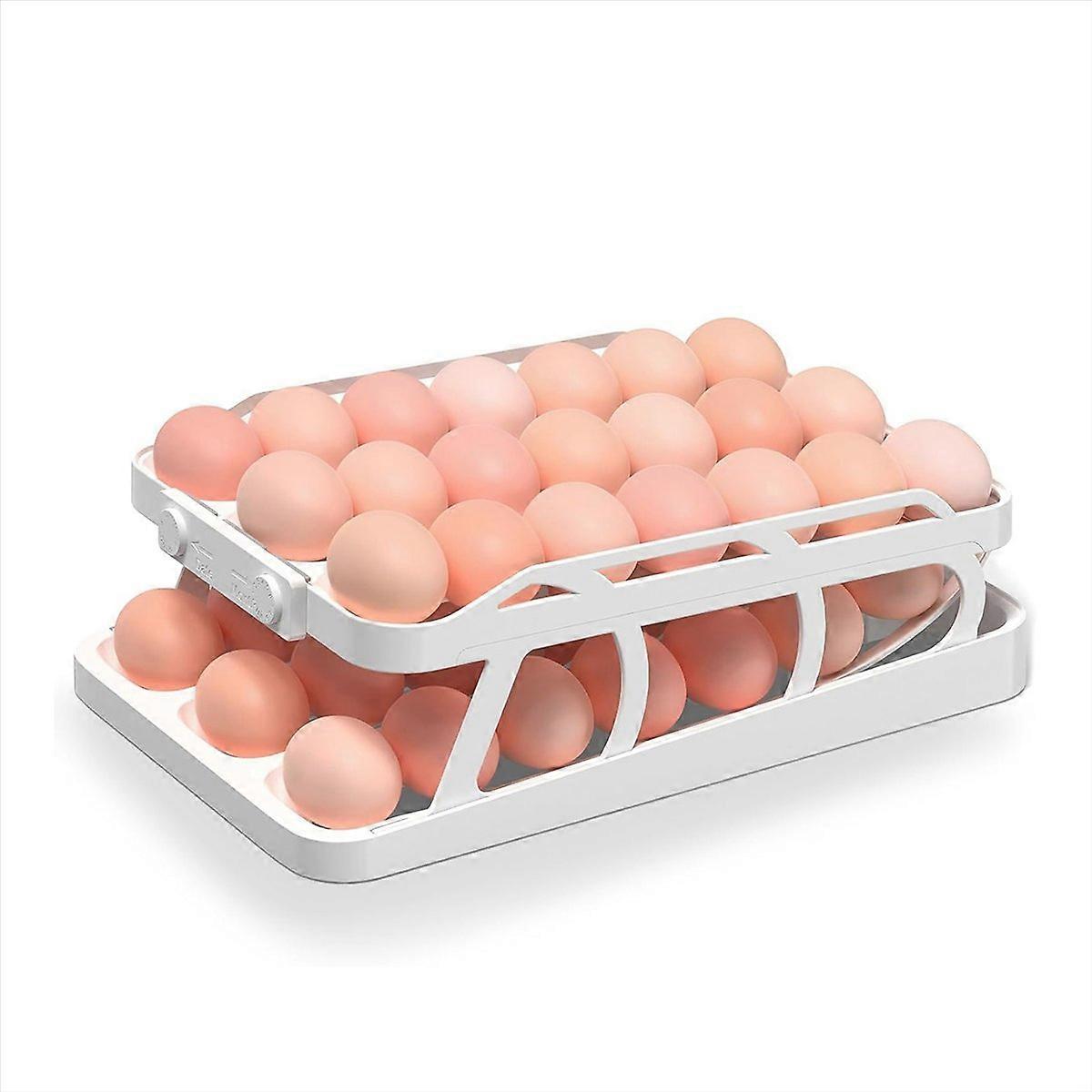 45 Eggs Holder for Fridge, 3 Rows Egg Dispenser,Freshness Ensured