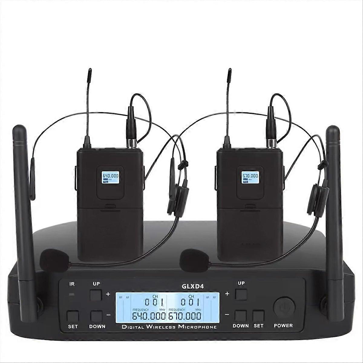 GLXD4 Wireless Microphone Dual Channel Headset Mic EU Plug