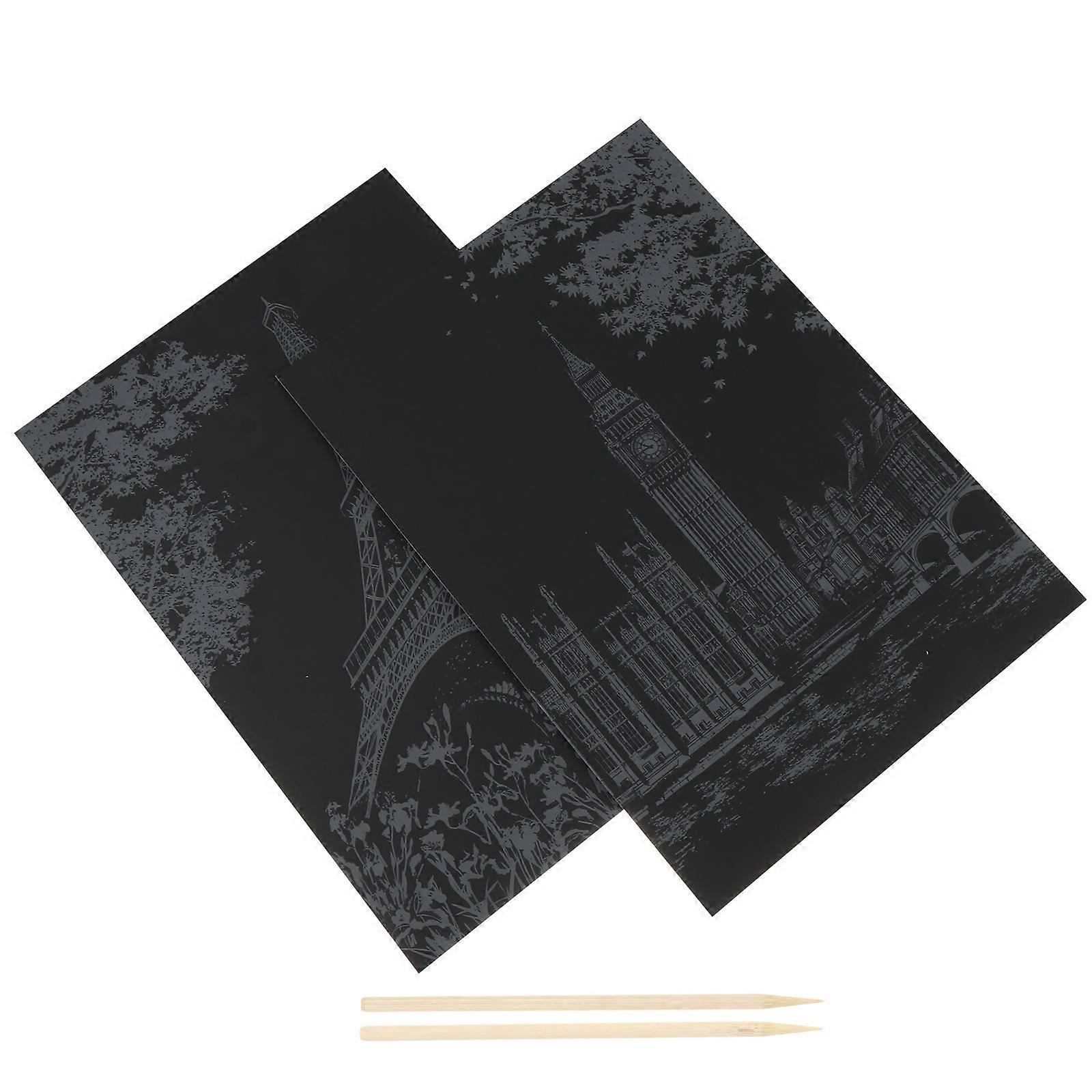 Creative DIY Scratch Paper 2Pcs Black Scratch Paper Crafts for Kids