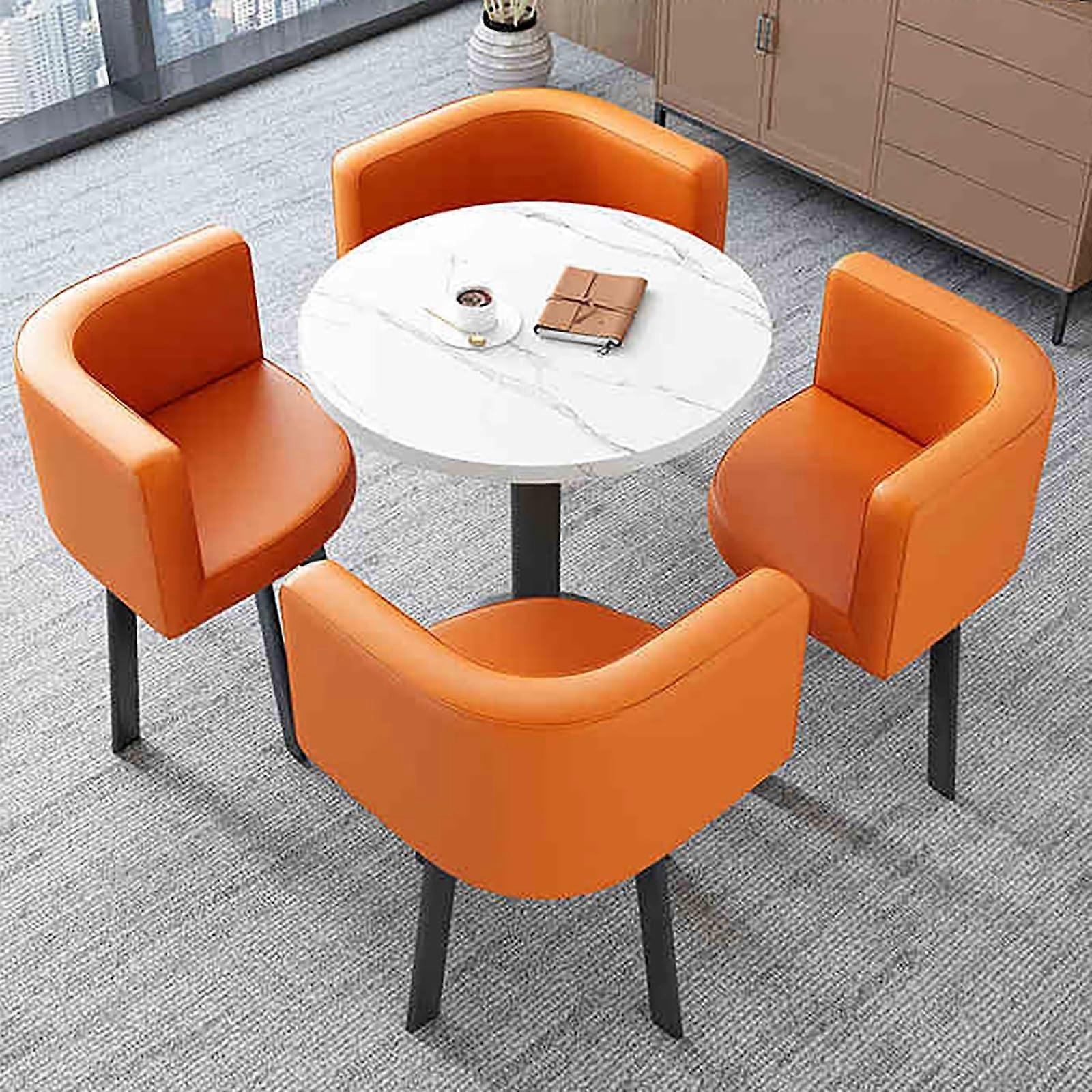 Round Conference Table Set with 4 Chairs, Comfortable Padded Seating, SpaceSaving Office Design