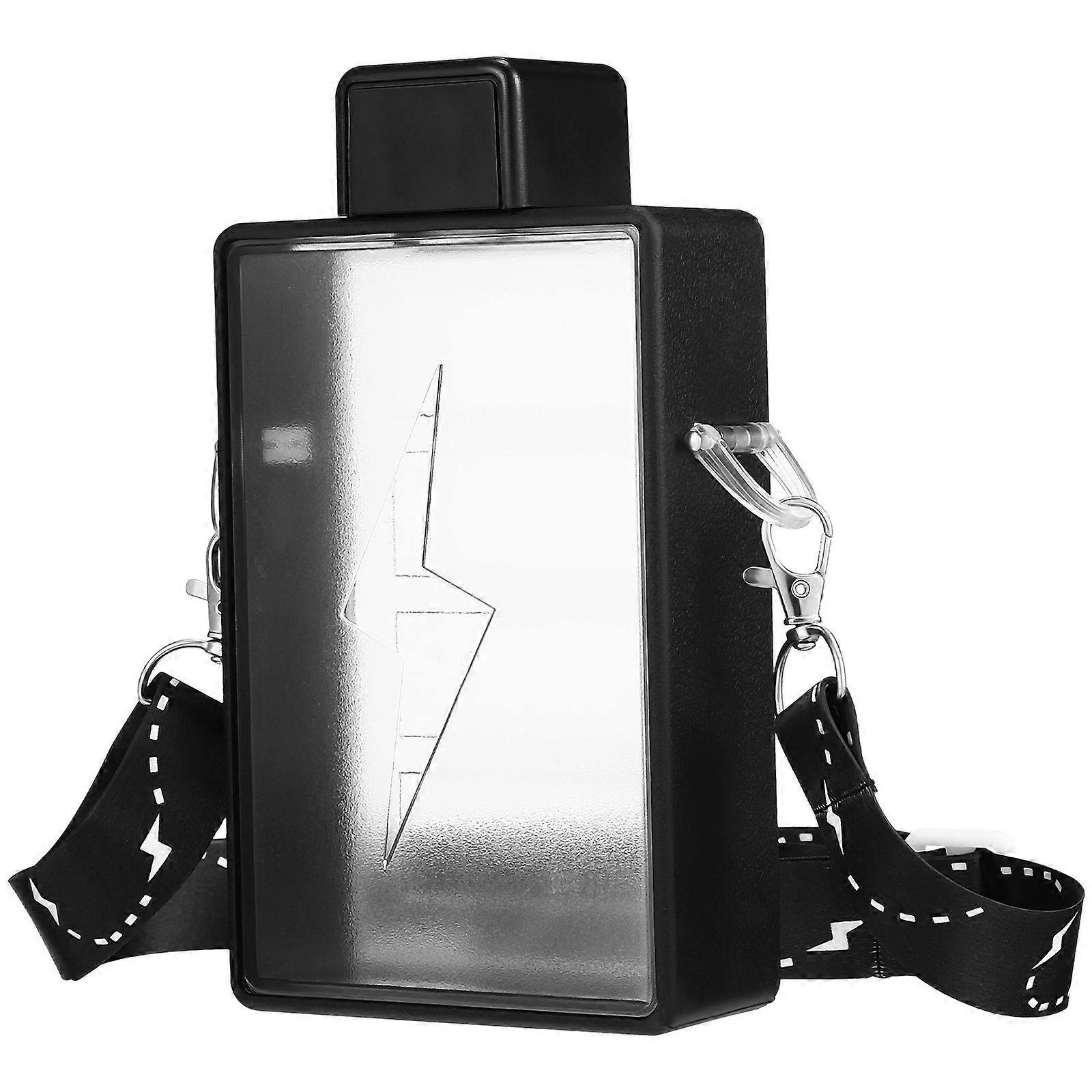 Plastic Water Bottle Rectangular for Drinking Outdoor Kettle with Strap 450Ml