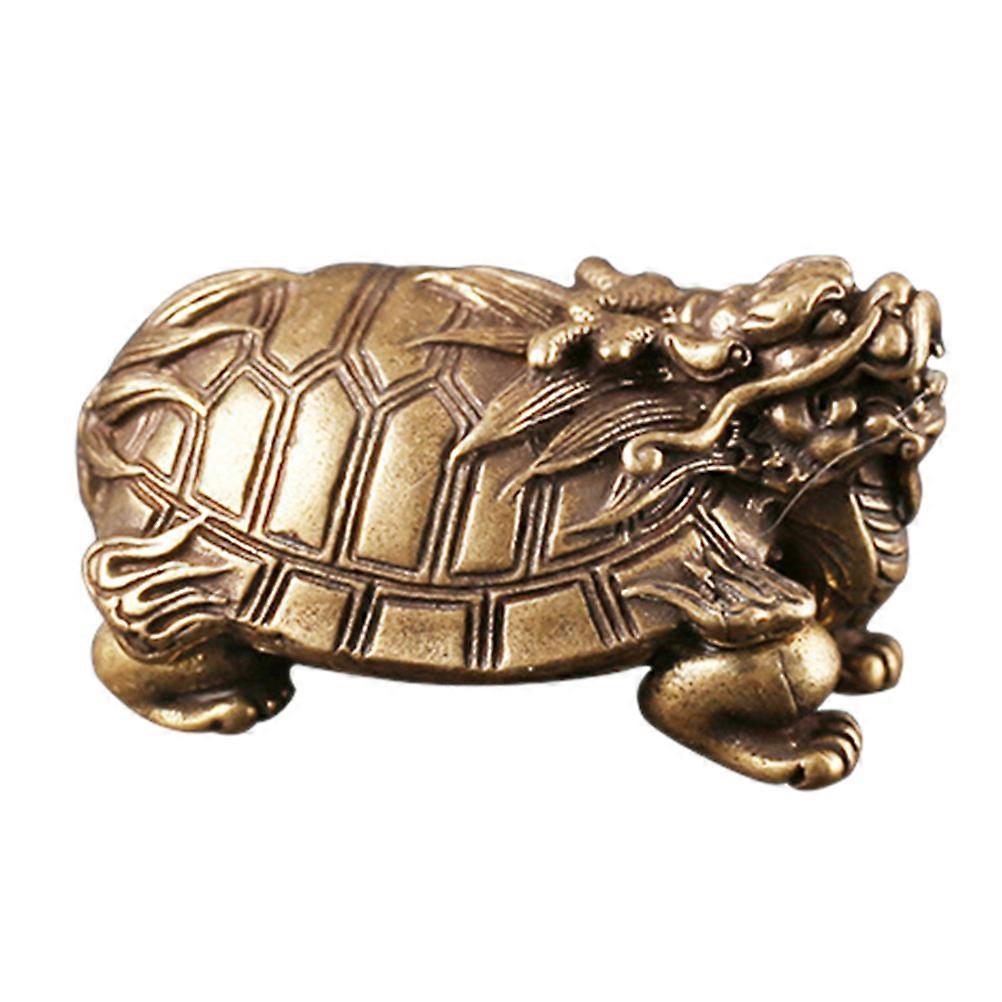 Dragon Turtle Ornament Copper Statue for Desktop Display Small Object