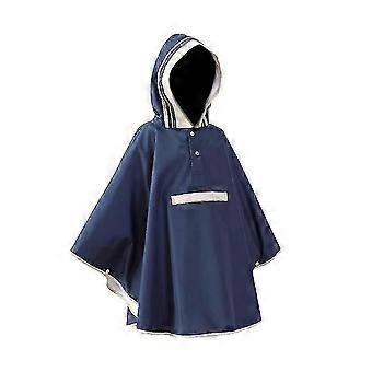 Kinder Regenmantel Poncho Wasserdichte Umhänge Regenkapuze Einteilige Regenbekleidung (Marineblau) - Größe