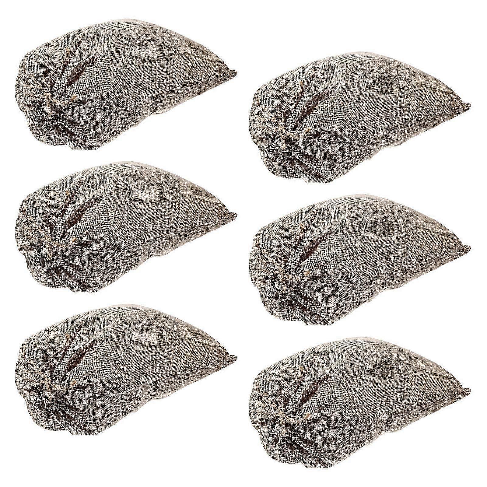 6pcs Reusable Burlap Drawstring Storage Pouches for Vegetables, Potatoes & Kitchen Use